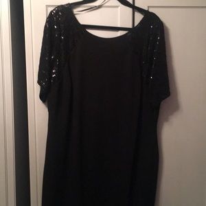 Black sequin and crepe dress